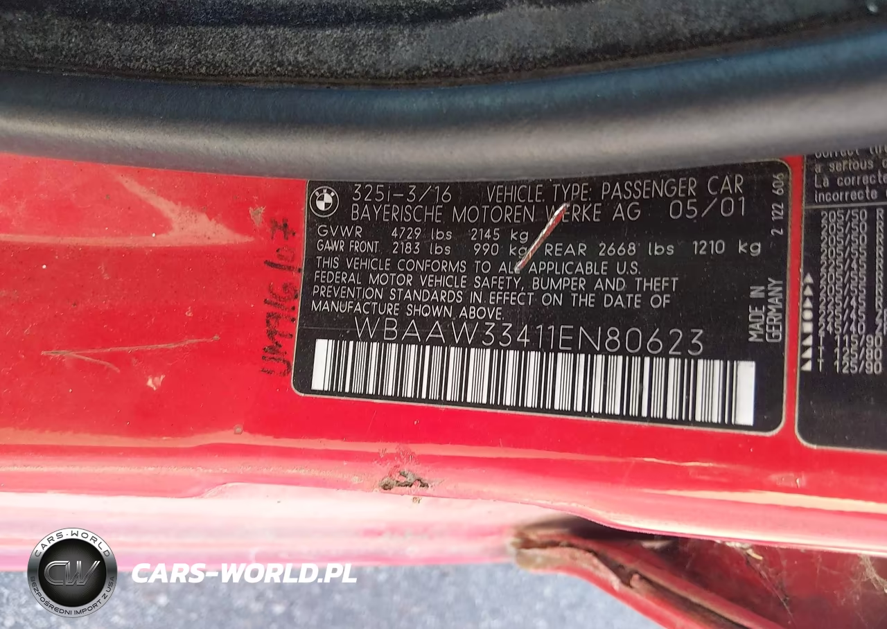 2001 BMW 325I VIN:WBAAW33411EN80623 - 9