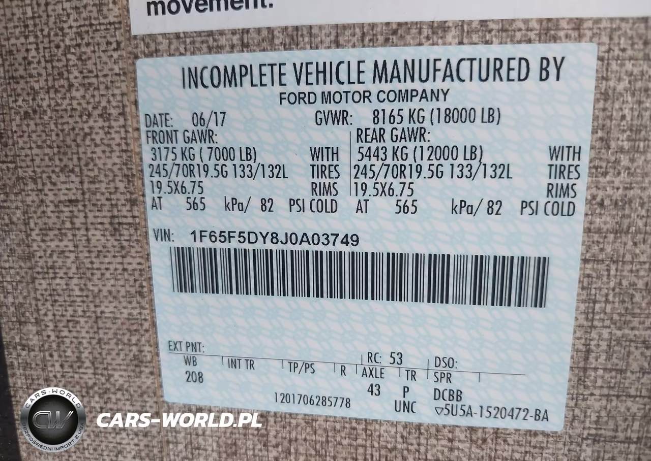 2018 Ford F53 VIN:1F65F5DY8J0A03749 - 9