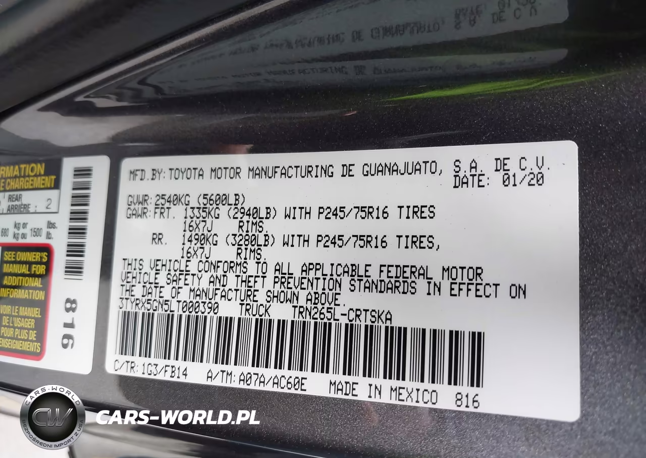 2020 Toyota Tacoma Sr VIN:3TYRX5GN5LT000390 - 9