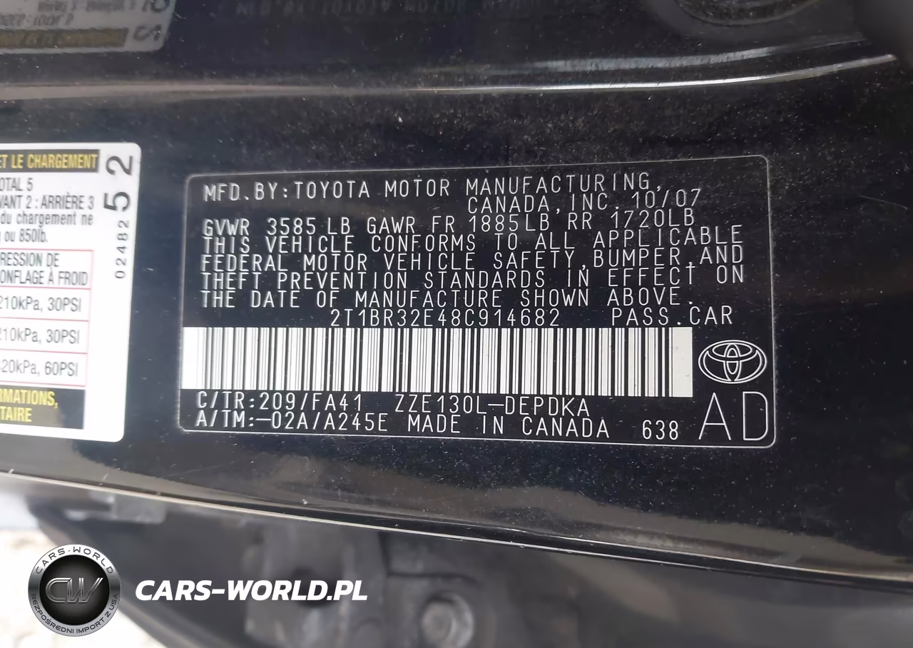 2008 Toyota Corolla Ce VIN:2T1BR32E48C914682 - 9