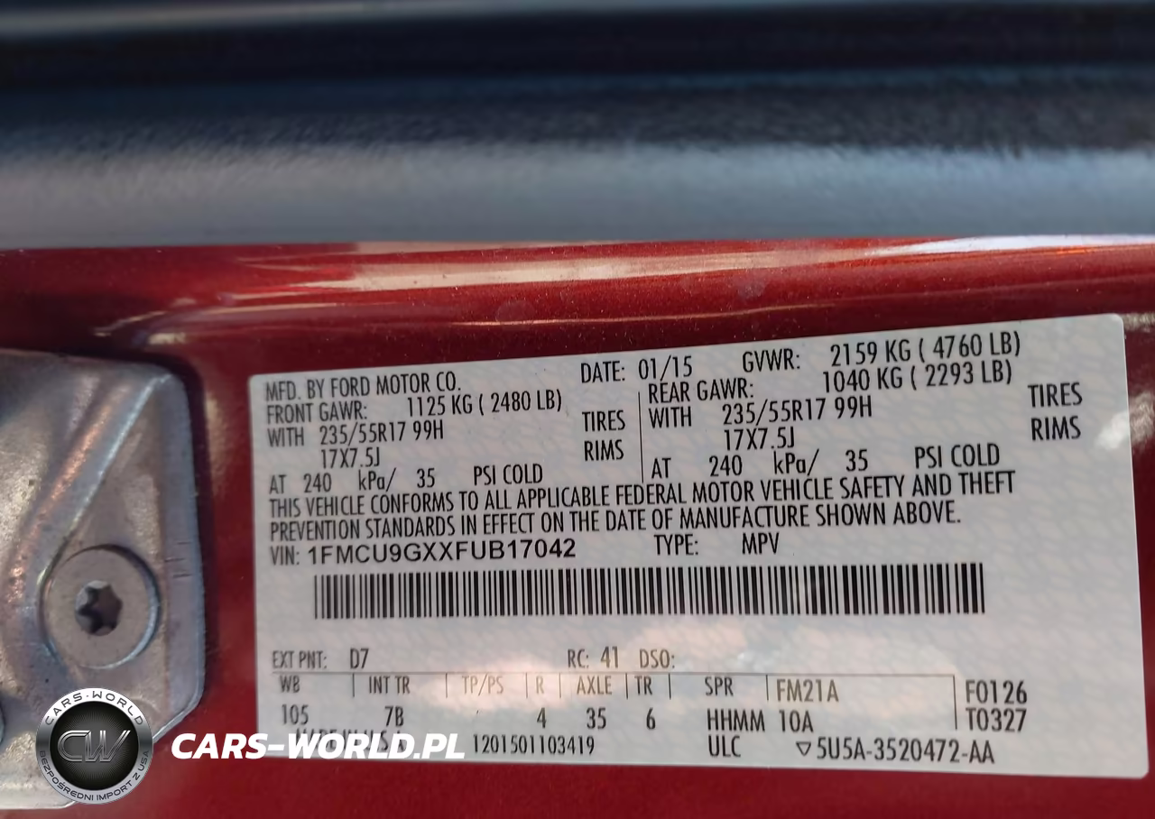 2015 Ford Escape Se VIN:1FMCU9GXXFUB17042 - 9