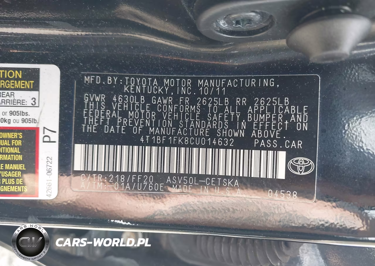 2012 Toyota Camry Se VIN:4T1BF1FK8CU014632 - 9