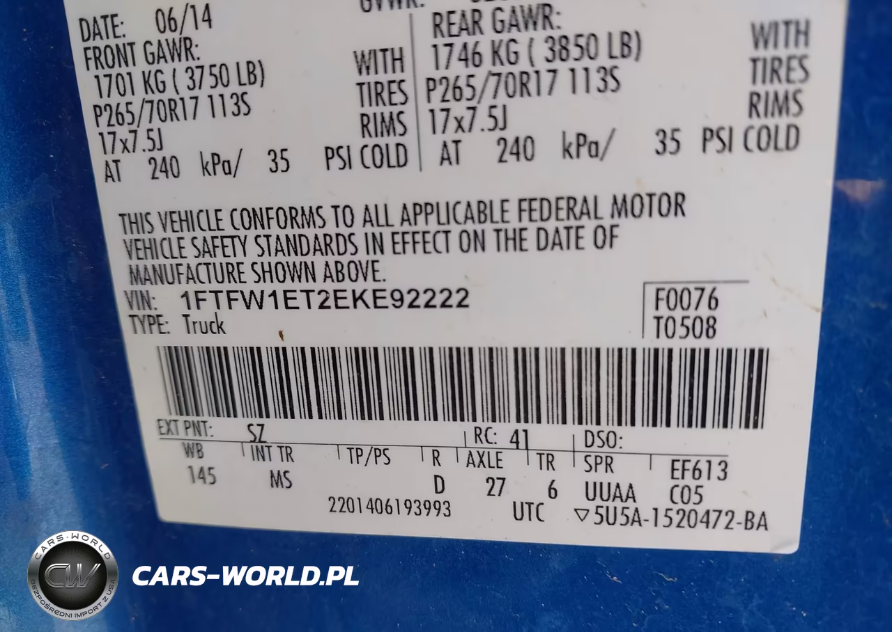 2014 Ford F-150 Xlt VIN:1FTFW1ET2EKE92222 - 9