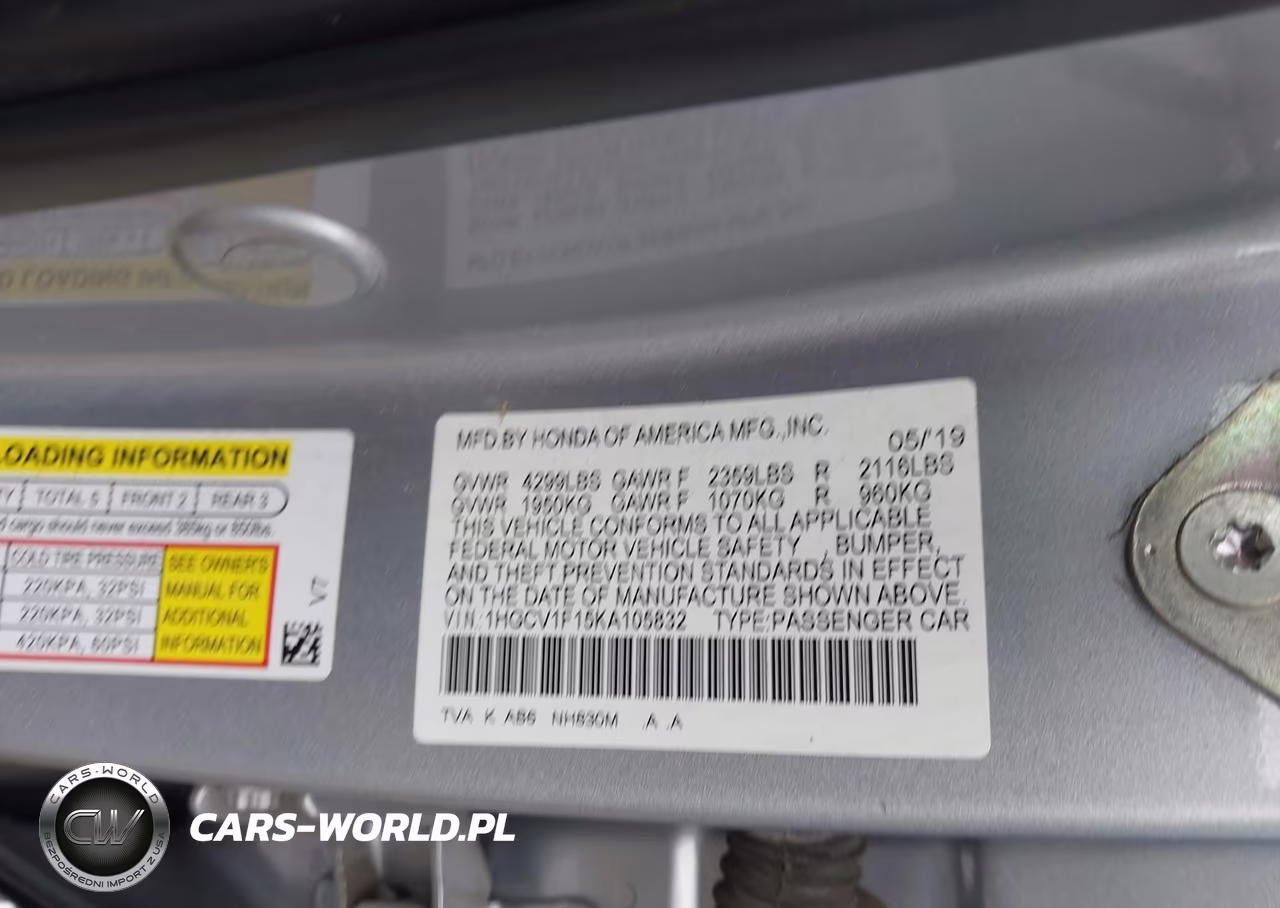 2019 Honda Accord Lx VIN:1HGCV1F15KA105832 - 9