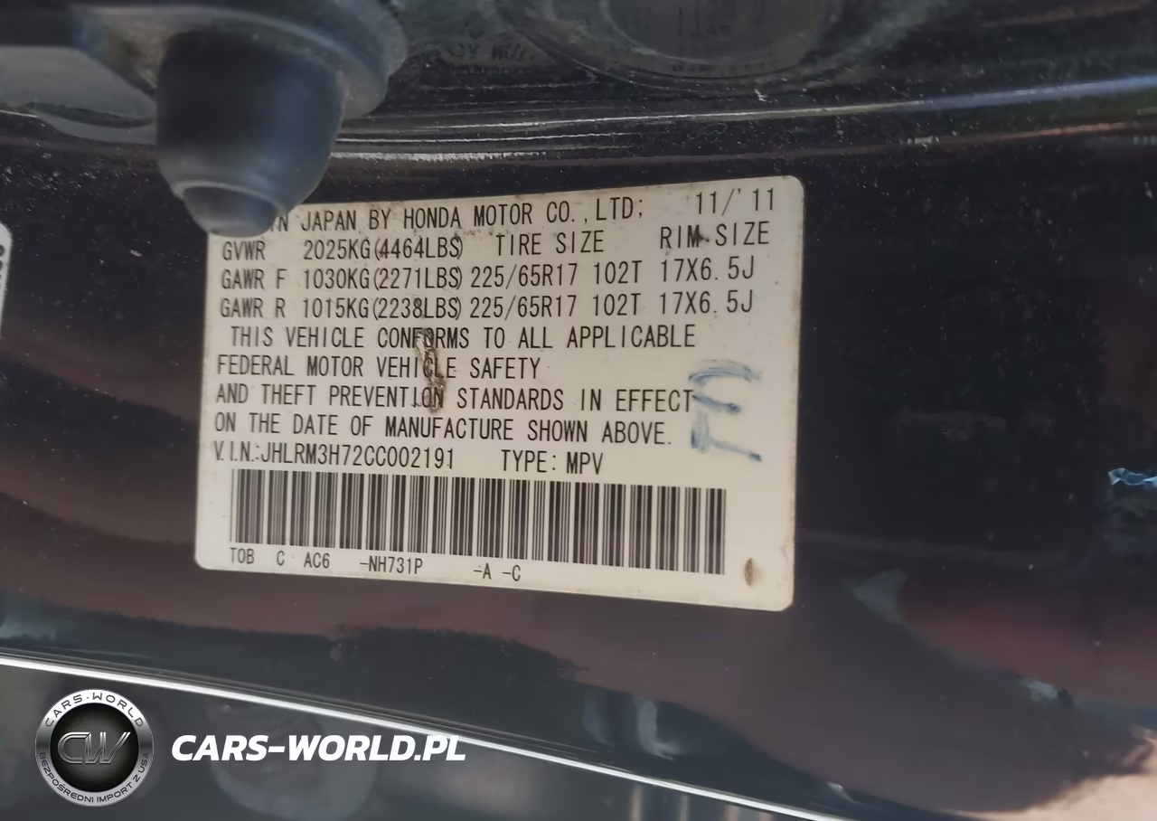 2012 Honda Cr-V Ex-L VIN:JHLRM3H72CC002191 - 9