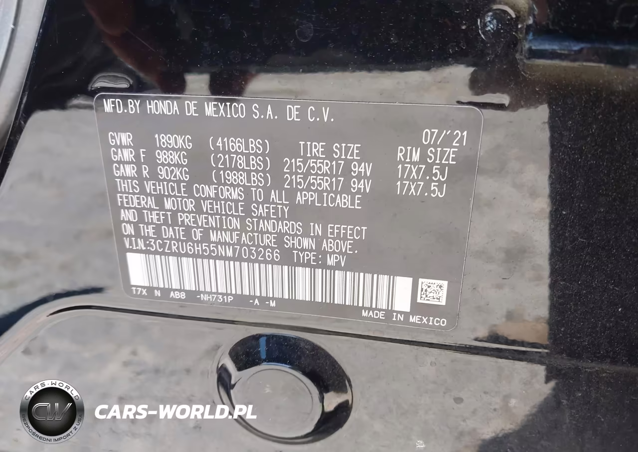 2022 Honda Hr-V Awd Ex VIN:3CZRU6H55NM703266 - 9
