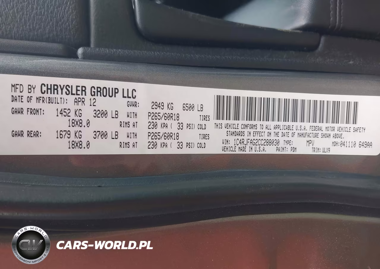 2012 Jeep Grand Cherokee Laredo VIN:1C4RJFAG2CC288030 - 9