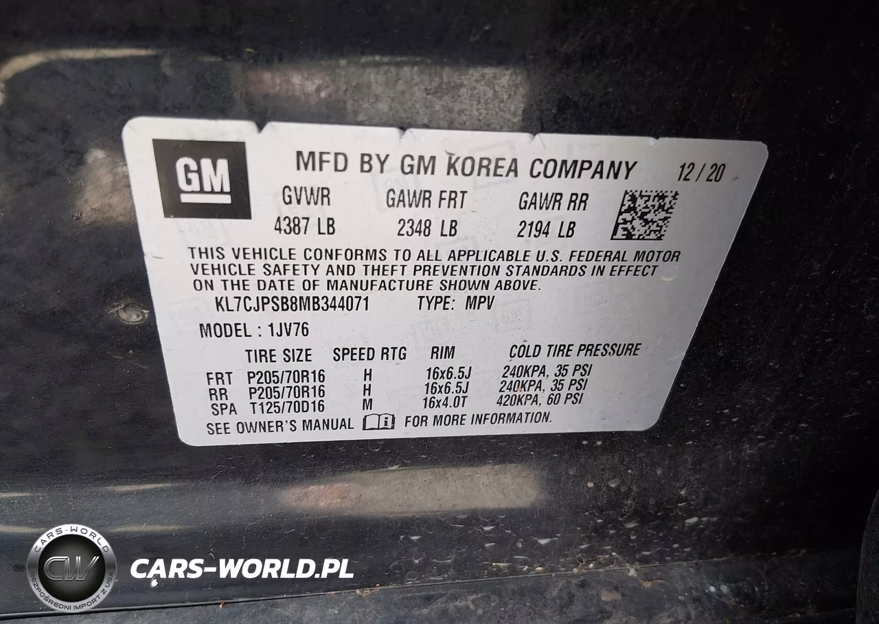 2021 Chevrolet Trax Awd Lt VIN:KL7CJPSB8MB344071 - 9