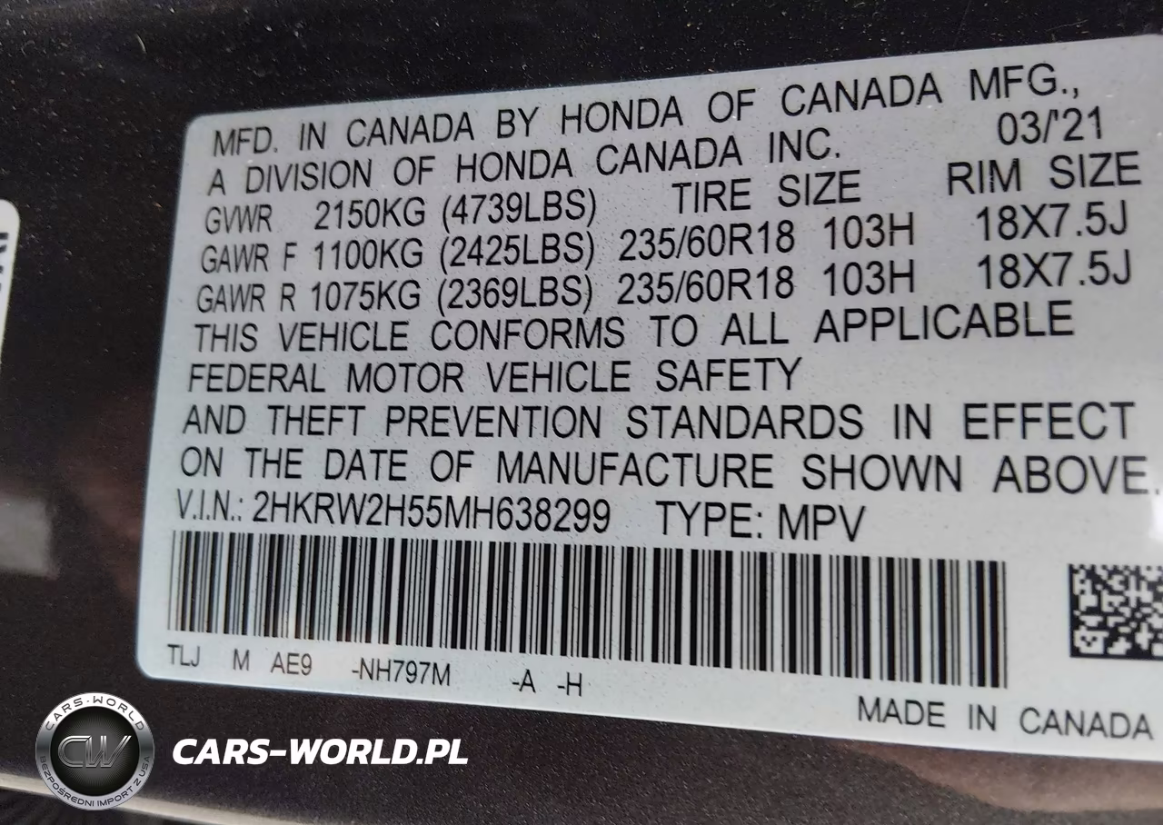 2021 Honda Cr-V Awd Ex VIN:2HKRW2H55MH638299 - 9