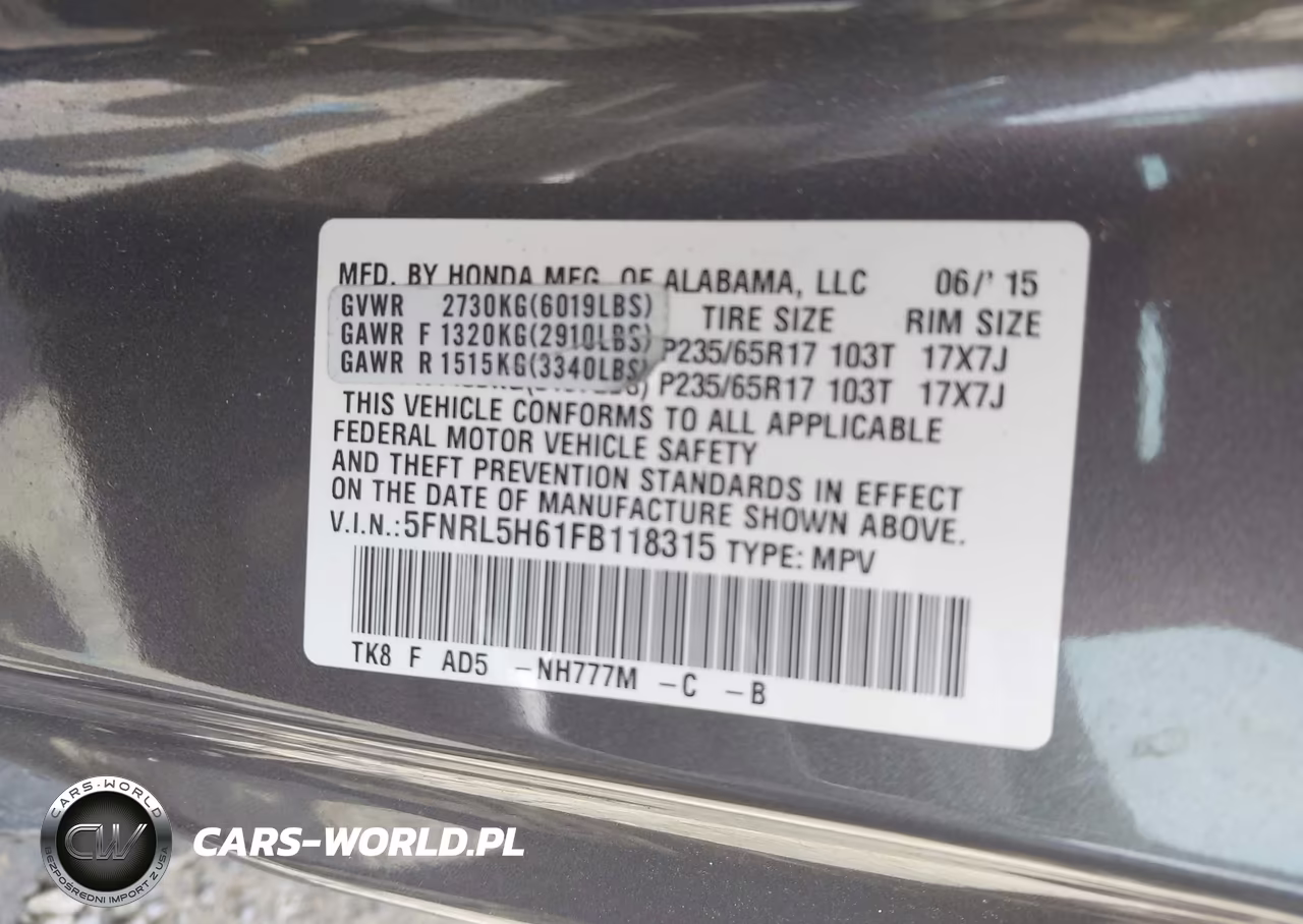 2015 Honda Odyssey Ex-L VIN:5FNRL5H61FB118315 - 9