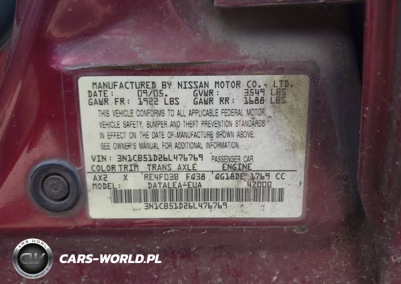 2006 Nissan Sentra 1.8S VIN:3N1CB51D26L476769 - 9