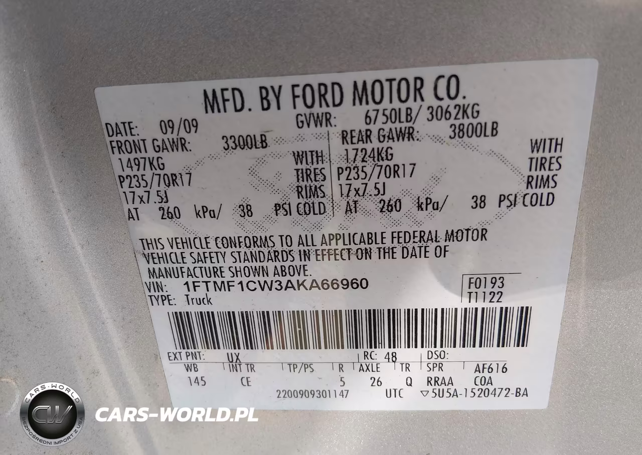2010 Ford F-150 Stx-Xl-Xl W-Mid-Box Prep-Xlt-Xlt W-Mid-Box Prep VIN:1FTMF1CW3AKA66960 - 9