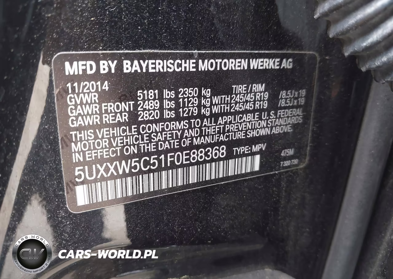 2015 BMW X4 xDrive35I VIN:5UXXW5C51F0E88368 - 9