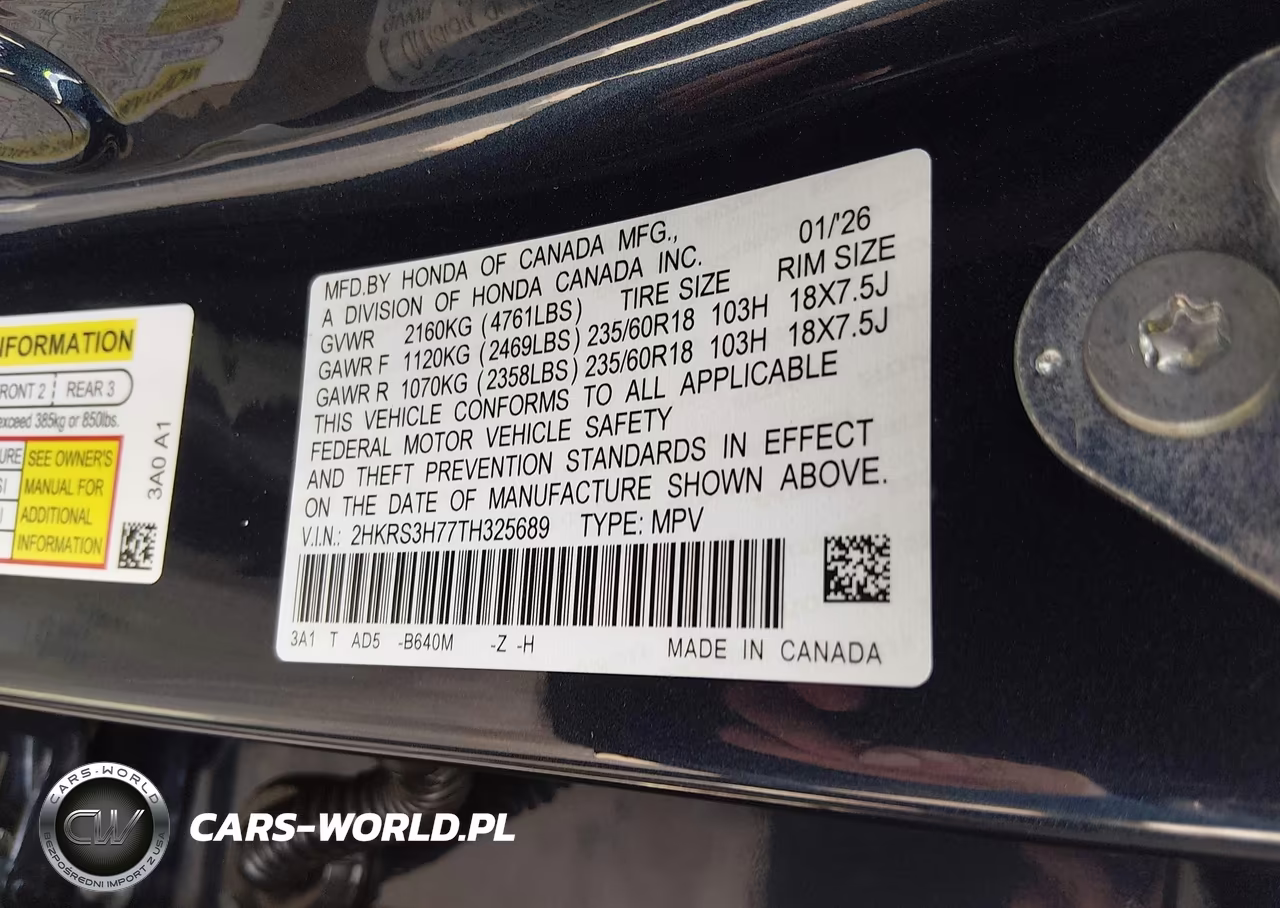 2026 Honda Cr-V Ex-L 2Wd VIN:2HKRS3H77TH325689 - 9
