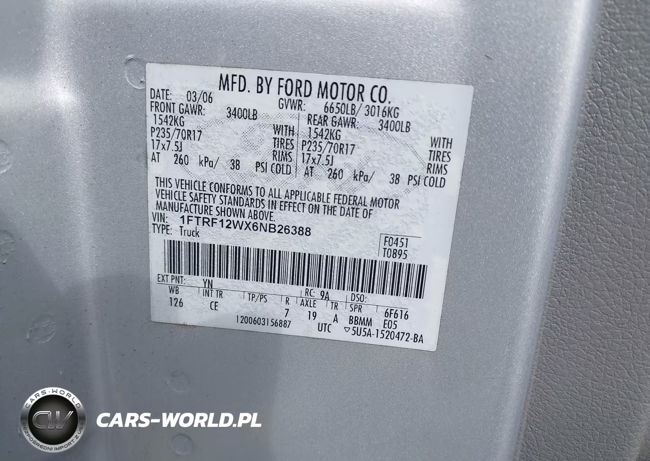 2006 Ford F-150 Stx-Xl-Xlt VIN:1FTRF12WX6NB26388 - 9
