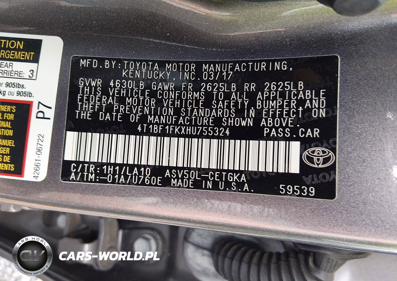 2017 Toyota Camry Xle VIN:4T1BF1FKXHU755324 - 9