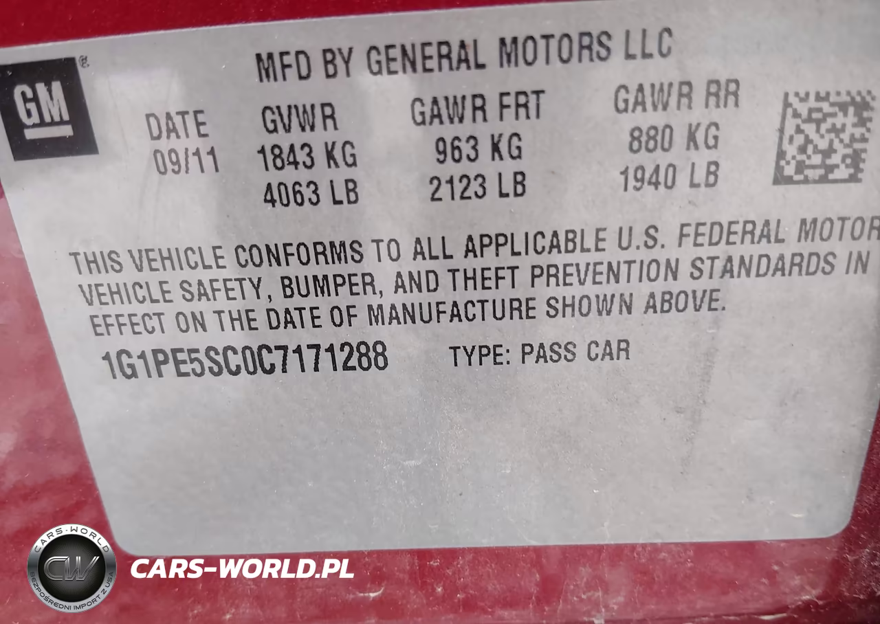 2012 Chevrolet Cruze Lt VIN:1G1PE5SC0C7171288 - 9