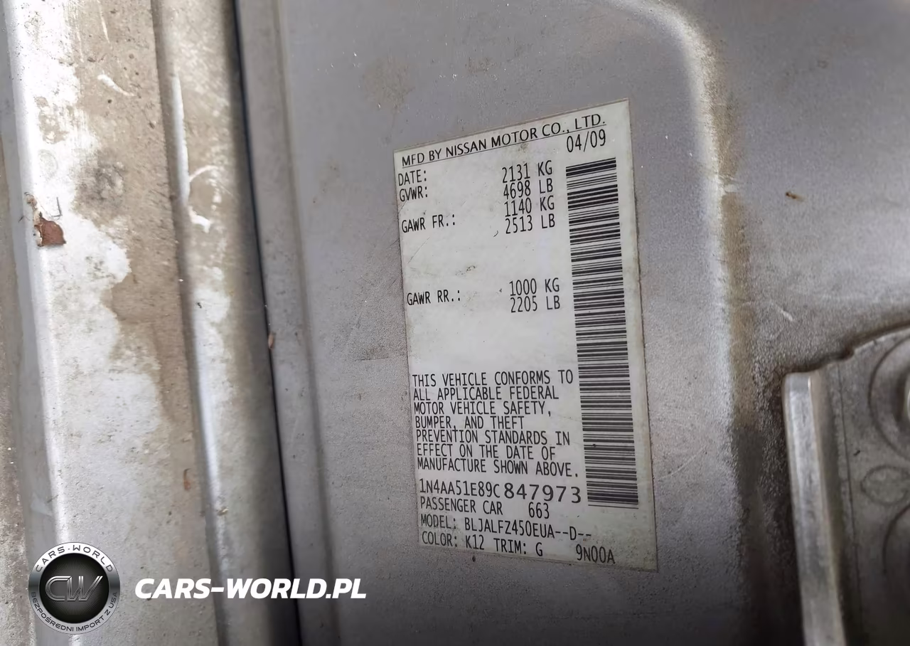 2009 Nissan Maxima 3.5 Sv VIN:1N4AA51E89C847973 - 9