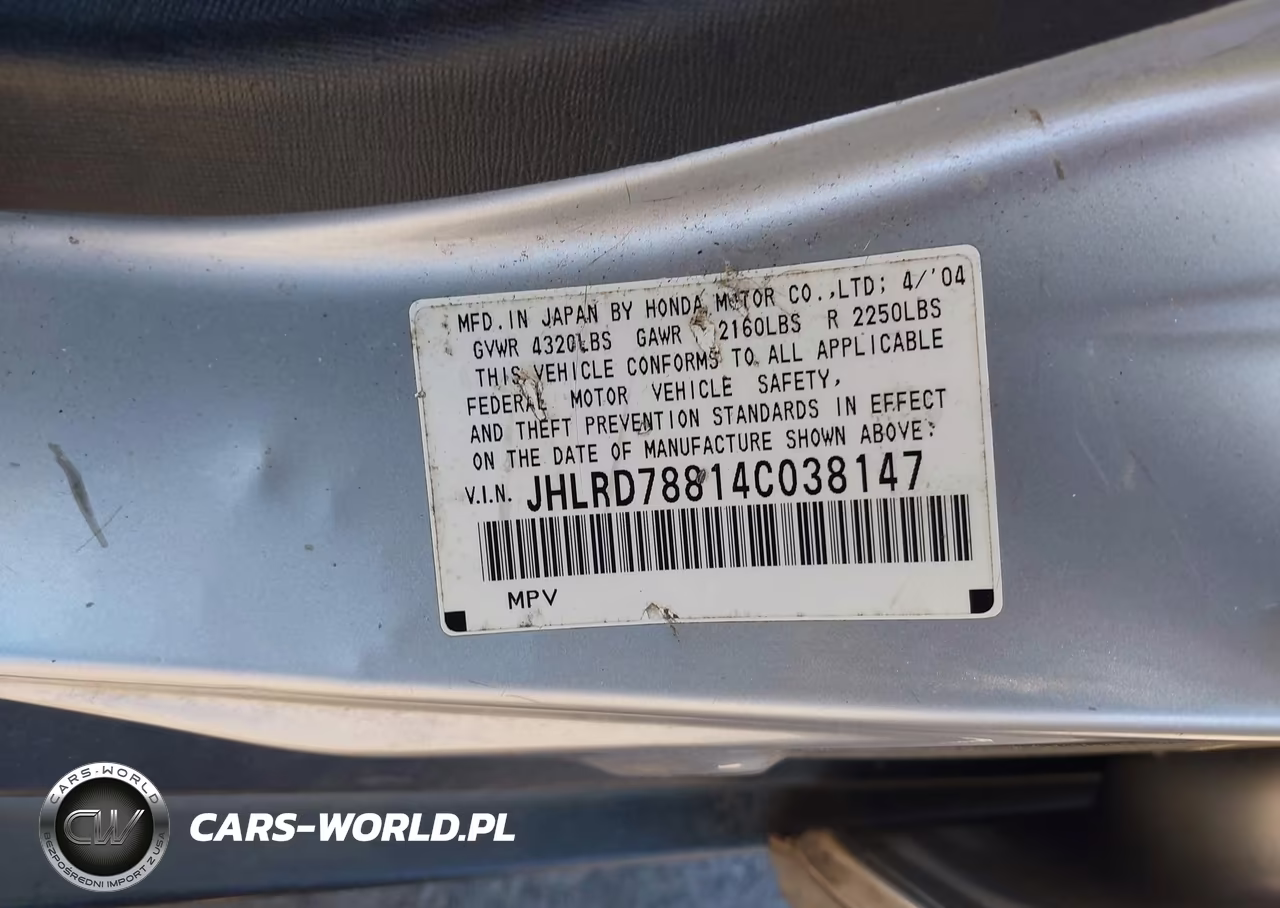 2004 Honda Cr-V Ex VIN:JHLRD78814C038147 - 9