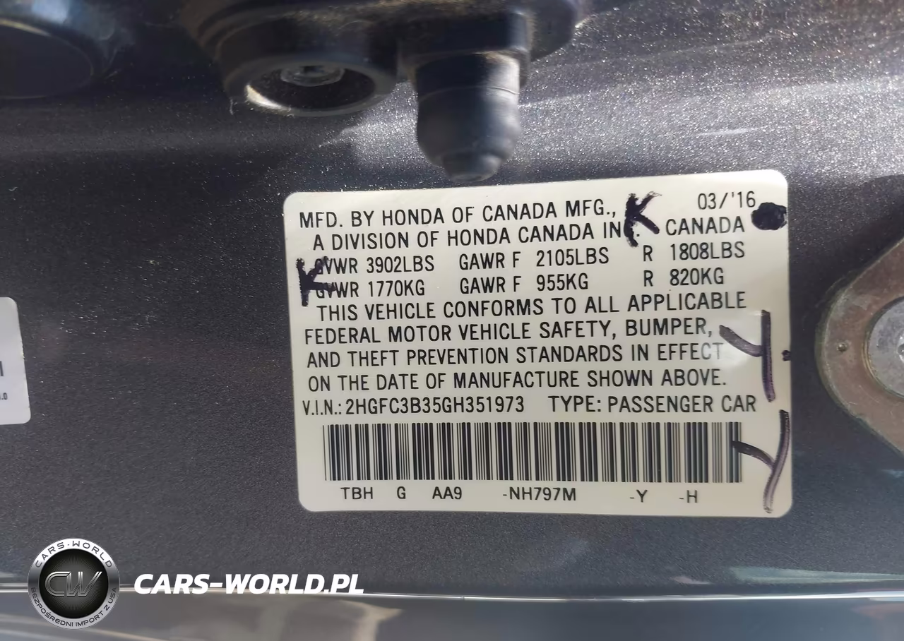 2016 Honda Civic Ex-T VIN:2HGFC3B35GH351973 - 9