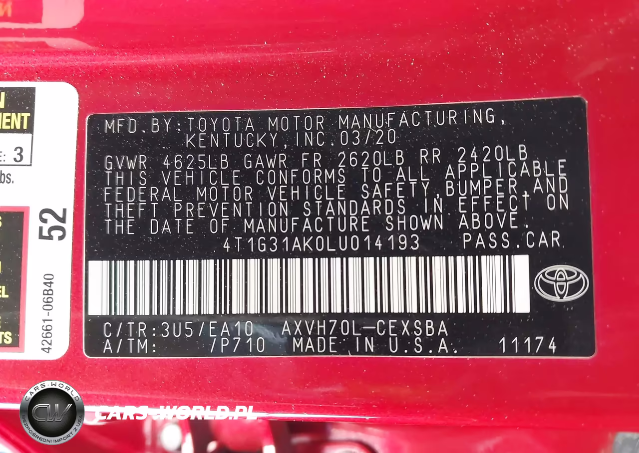 2020 Toyota Camry Se Hybrid VIN:4T1G31AK0LU014193 - 9