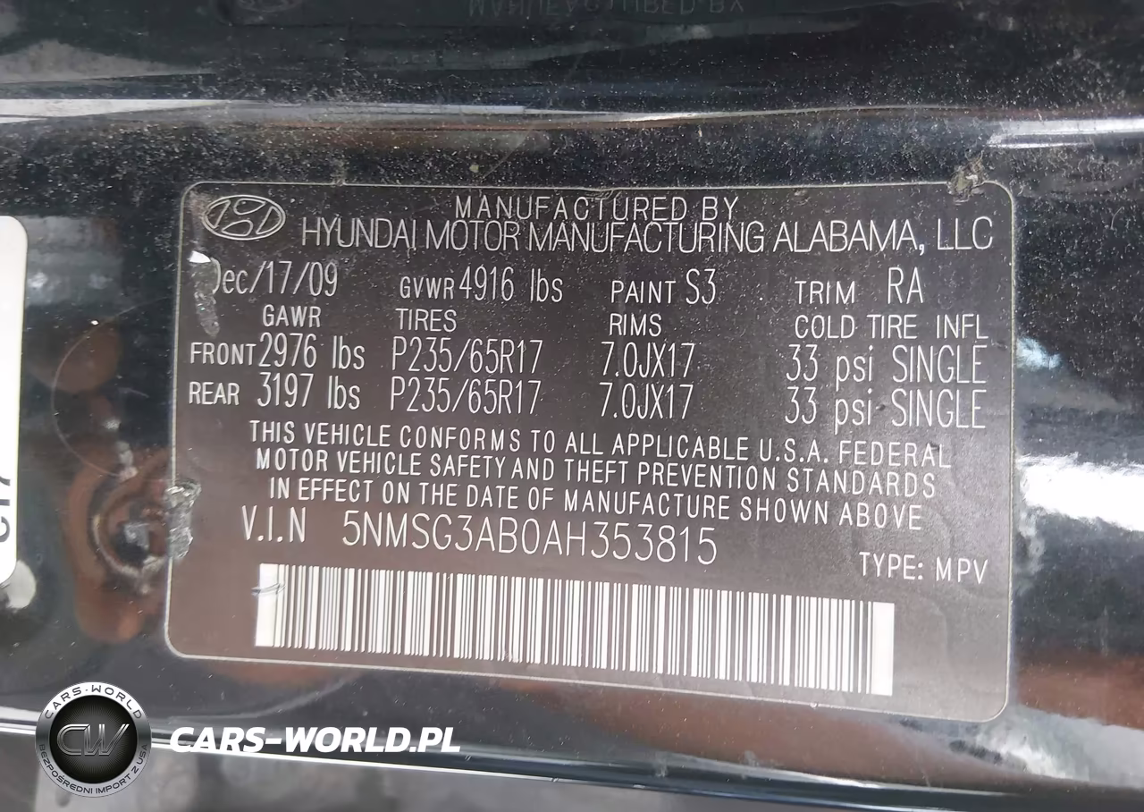 2010 Hyundai Santa Fe Gls VIN:5NMSG3AB0AH353815 - 9