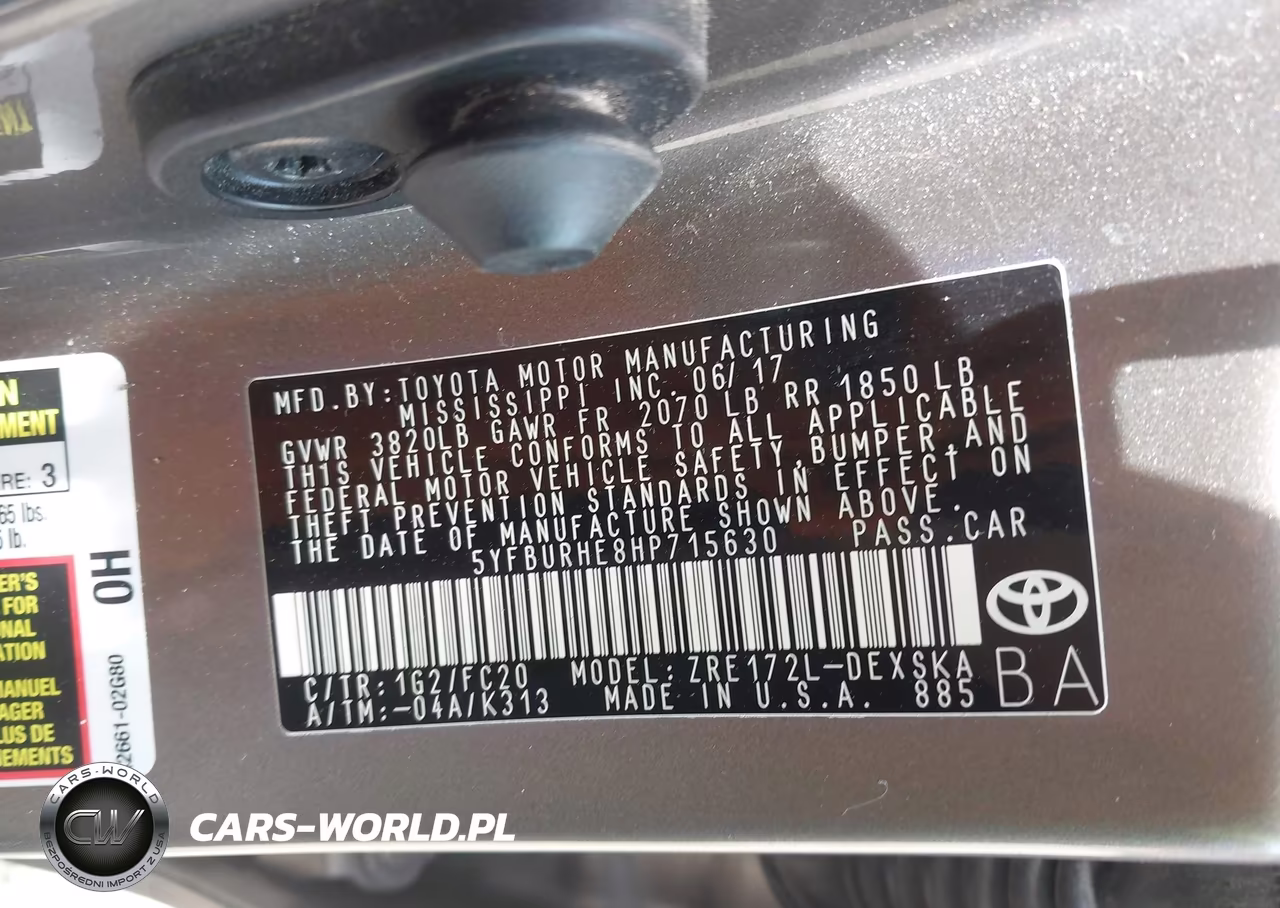 2017 Toyota Corolla Se VIN:5YFBURHE8HP715630 - 9