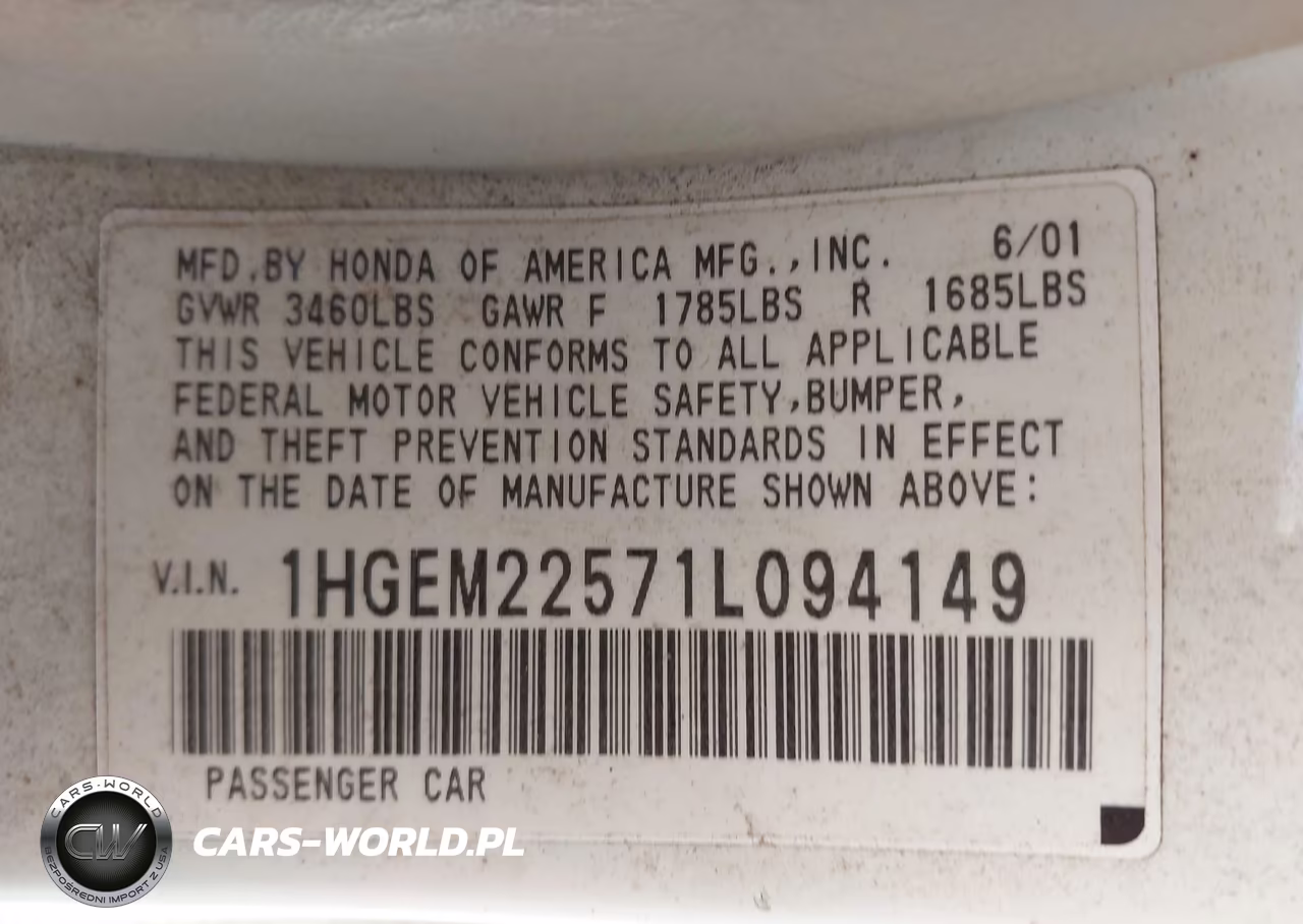 2001 Honda Civic Lx VIN:1HGEM22571L094149 - 9