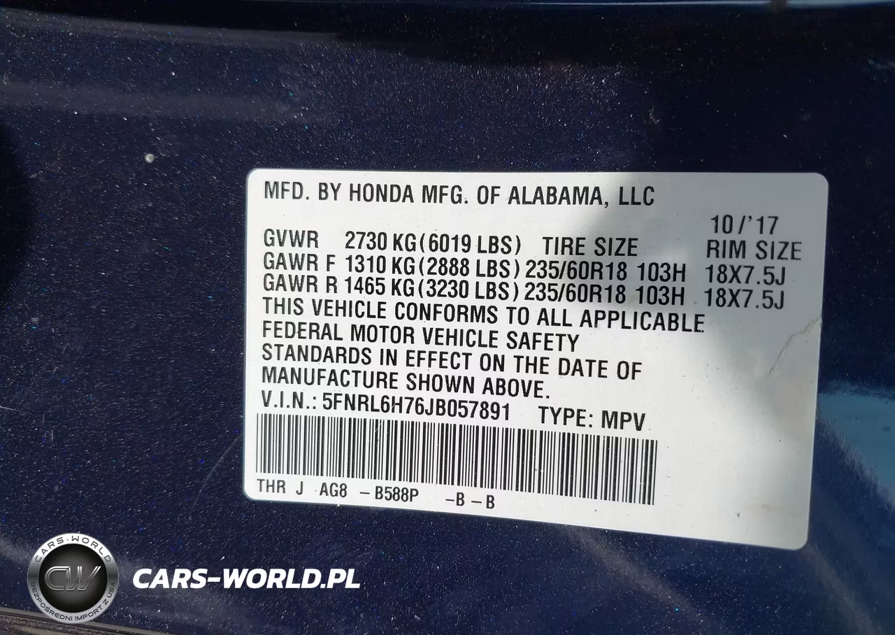 2018 Honda Odyssey Ex-L VIN:5FNRL6H76JB057891 - 9