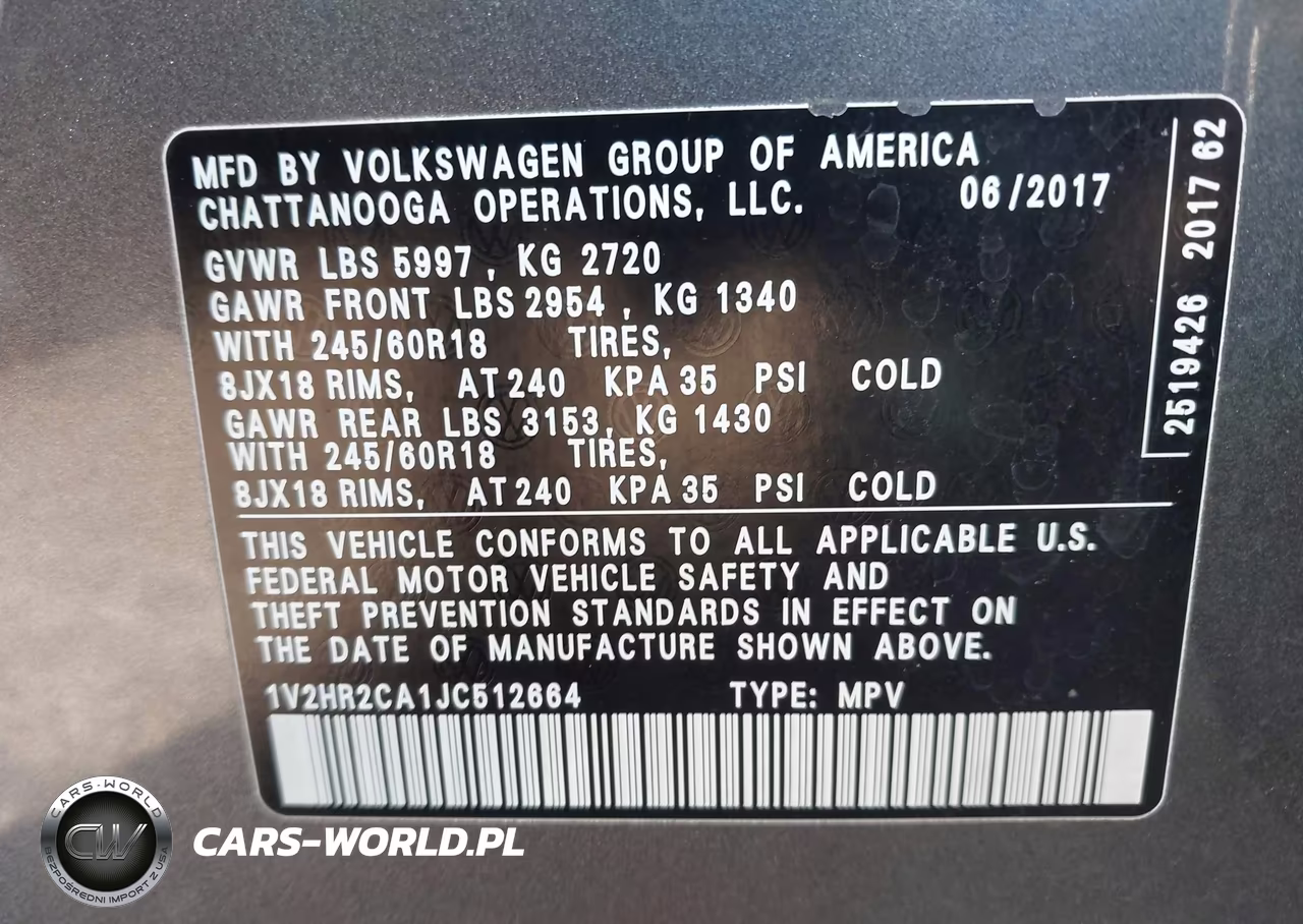 2018 Volkswagen Atlas 3.6L V6 Launch Edition VIN:1V2HR2CA1JC512664 - 9
