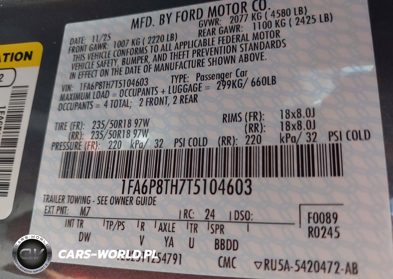 2026 Ford Mustang Ecoboost Fastback VIN:1FA6P8TH7T5104603 - 9
