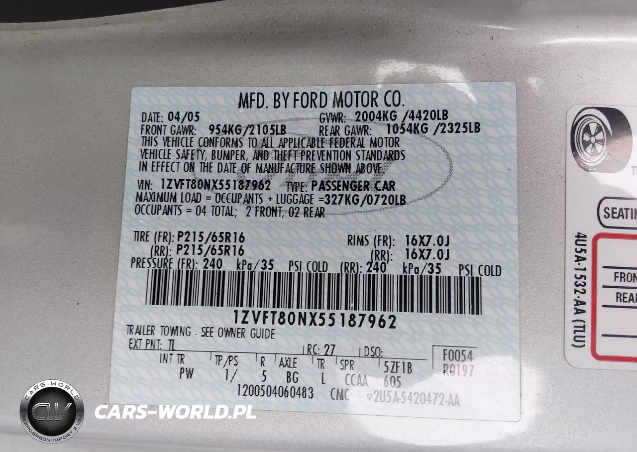 2005 Ford Mustang VIN:1ZVFT80NX55187962 - 9