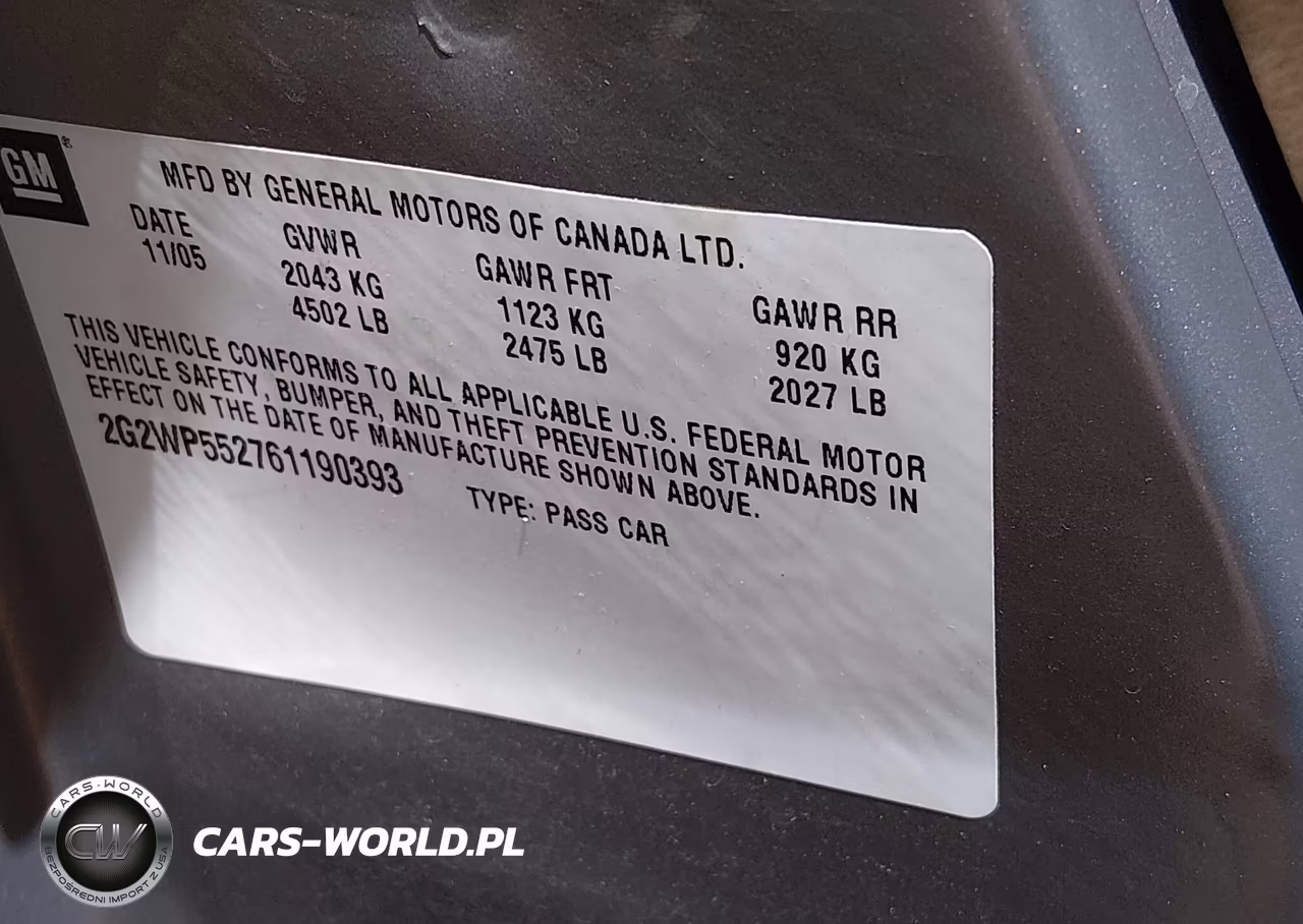 2006 Pontiac Grand Prix VIN:2G2WP552761190393 - 9