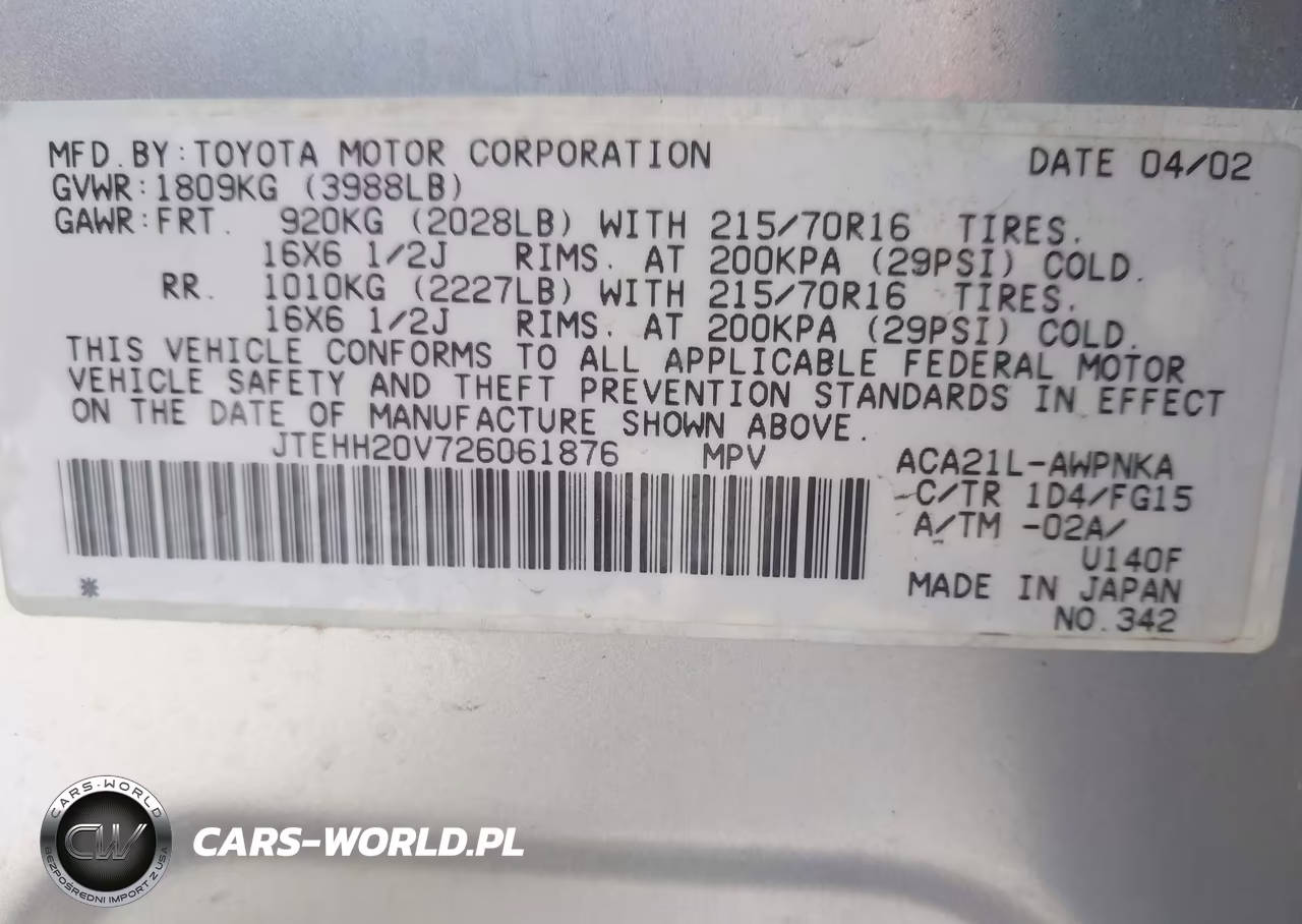 2002 Toyota Rav4 VIN:JTEHH20V726061876 - 9