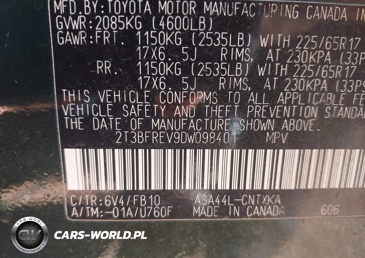 2013 Toyota Rav4 Le VIN:2T3BFREV9DW098401 - 9