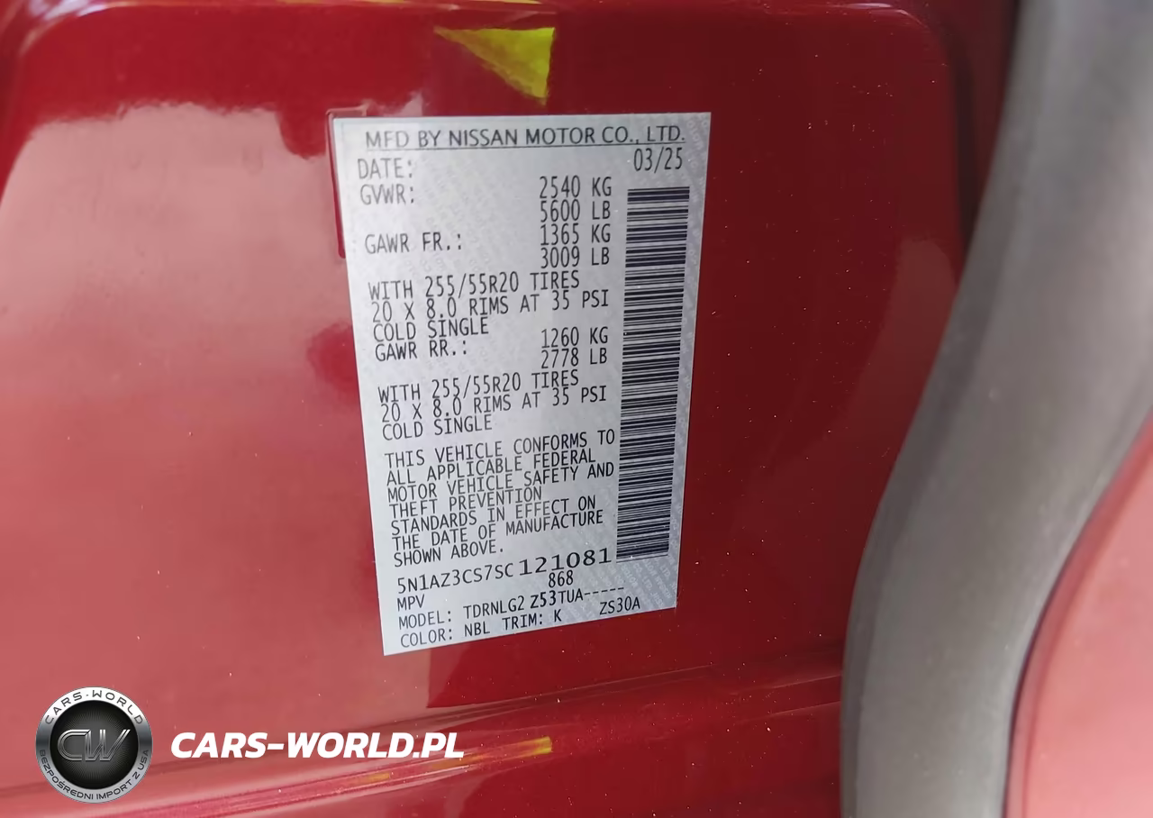 2025 Nissan Murano Sl VIN:5N1AZ3CS7SC121081 - 9