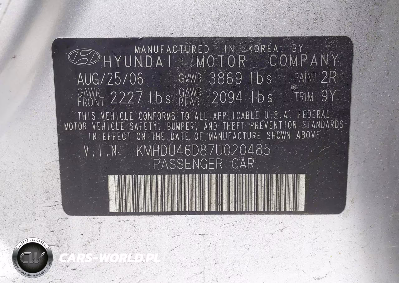 2007 Hyundai Elantra Gls-Ltd-Se VIN:KMHDU46D87U020485 - 9