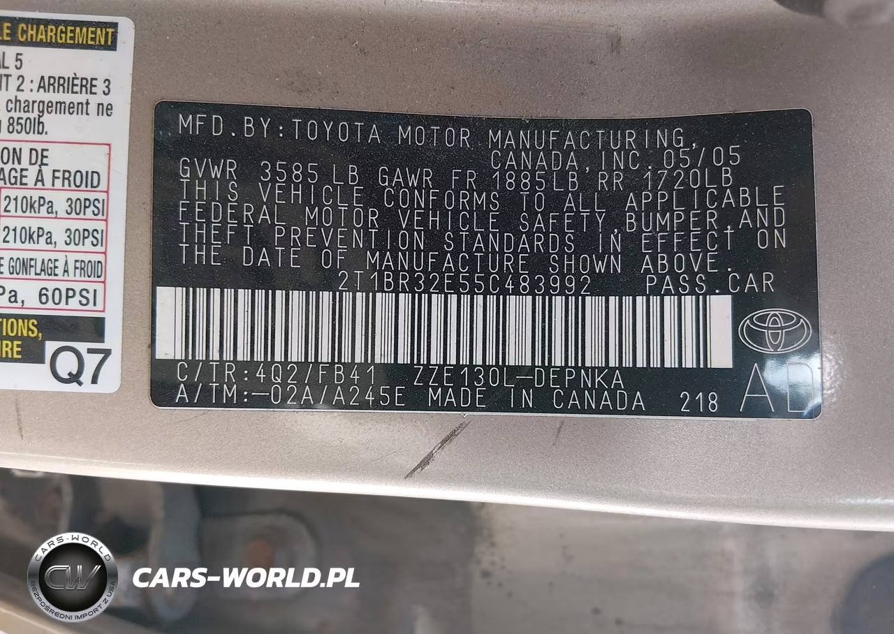 2005 Toyota Corolla Le VIN:2T1BR32E55C483992 - 9