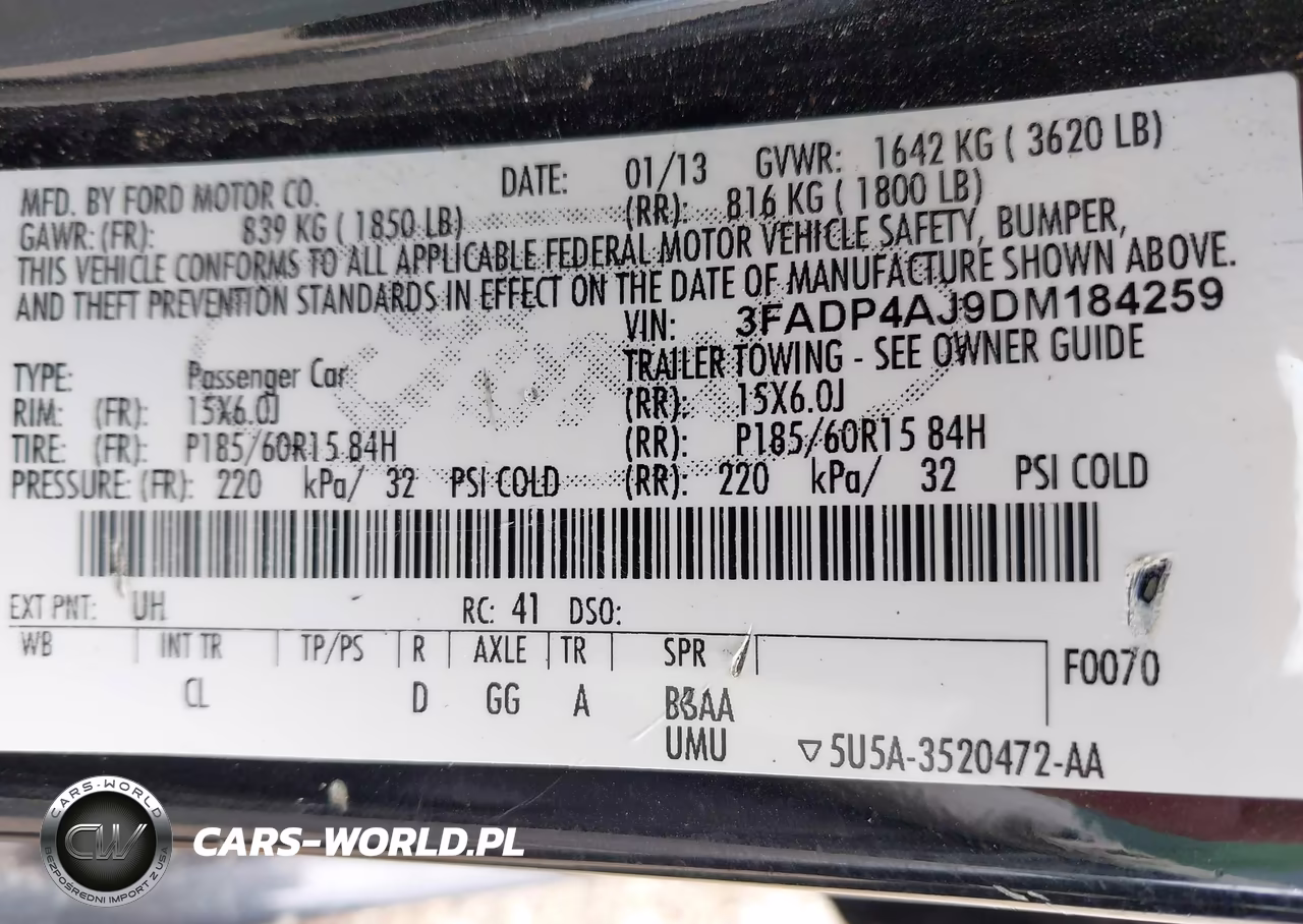 2013 Ford Fiesta S VIN:3FADP4AJ9DM184259 - 9
