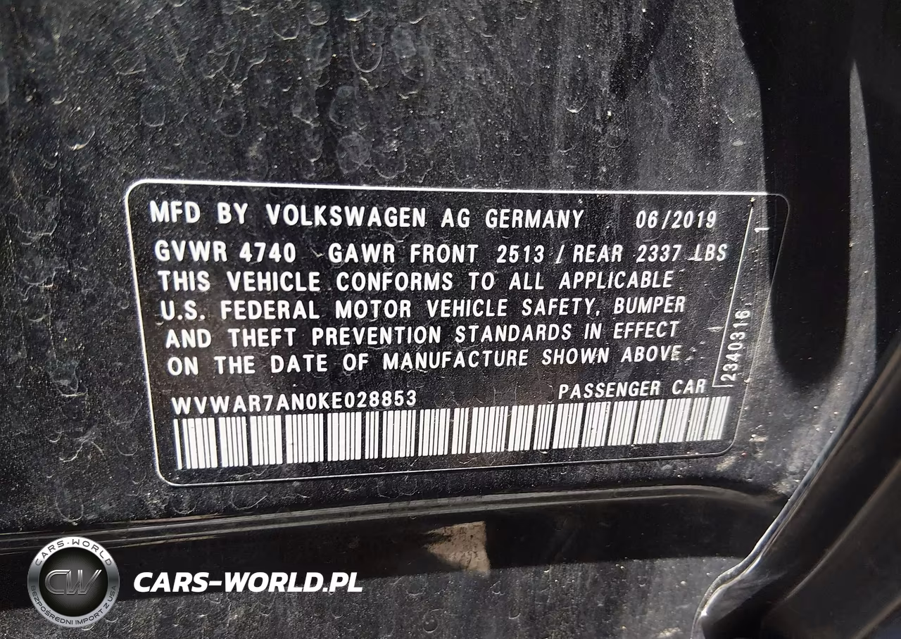 2019 Volkswagen Arteon 2.0T Se VIN:WVWAR7AN0KE028853 - 9