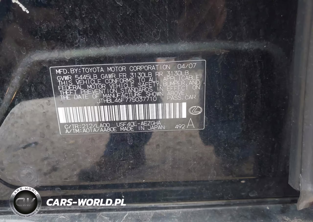 2007 Lexus Ls 460 VIN:JTHBL46F775037710 - 9