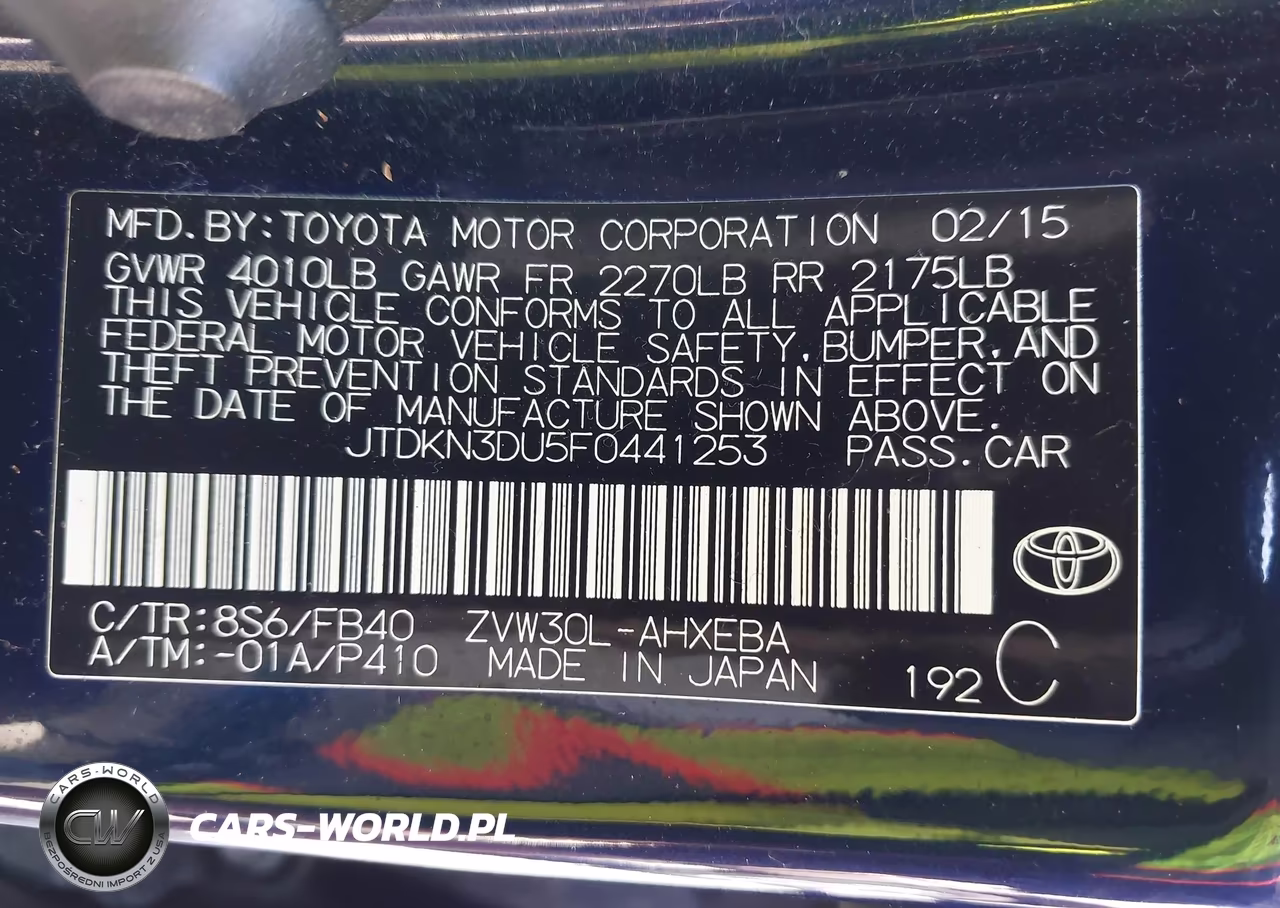 2015 Toyota Prius Two VIN:JTDKN3DU5F0441253 - 9