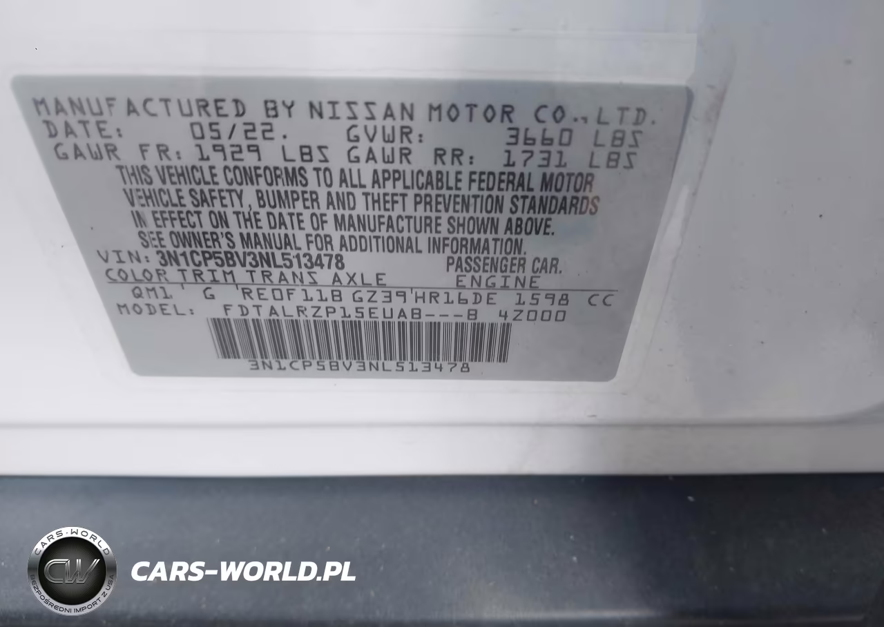 2022 Nissan Kicks S Xtronic Cvt VIN:3N1CP5BV3NL513478 - 9