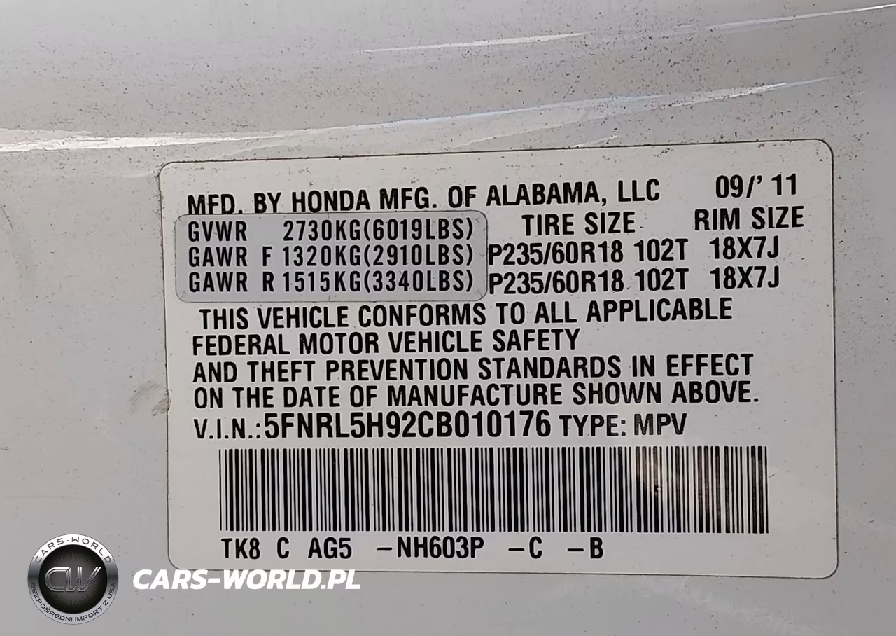 2012 Honda Odyssey Touring-Touring Elite VIN:5FNRL5H92CB010176 - 9