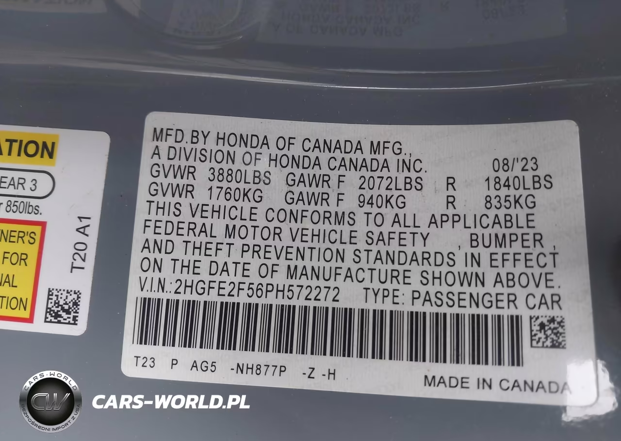 2023 Honda Civic Sport VIN:2HGFE2F56PH572272 - 9