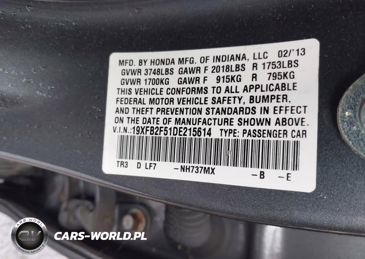 2013 Honda Civic Lx VIN:19XFB2F51DE215614 - 9