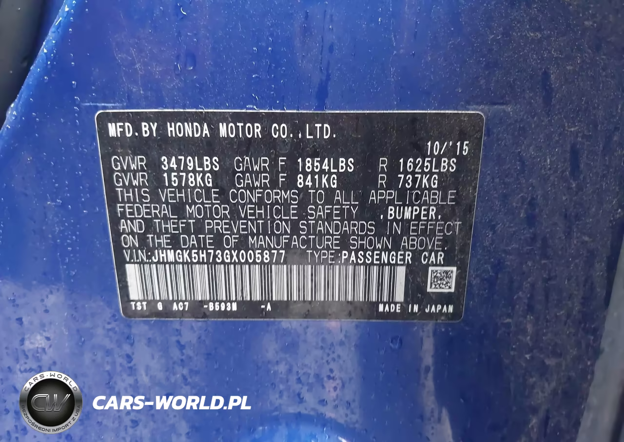 2016 Honda Fit Ex VIN:JHMGK5H73GX005877 - 9