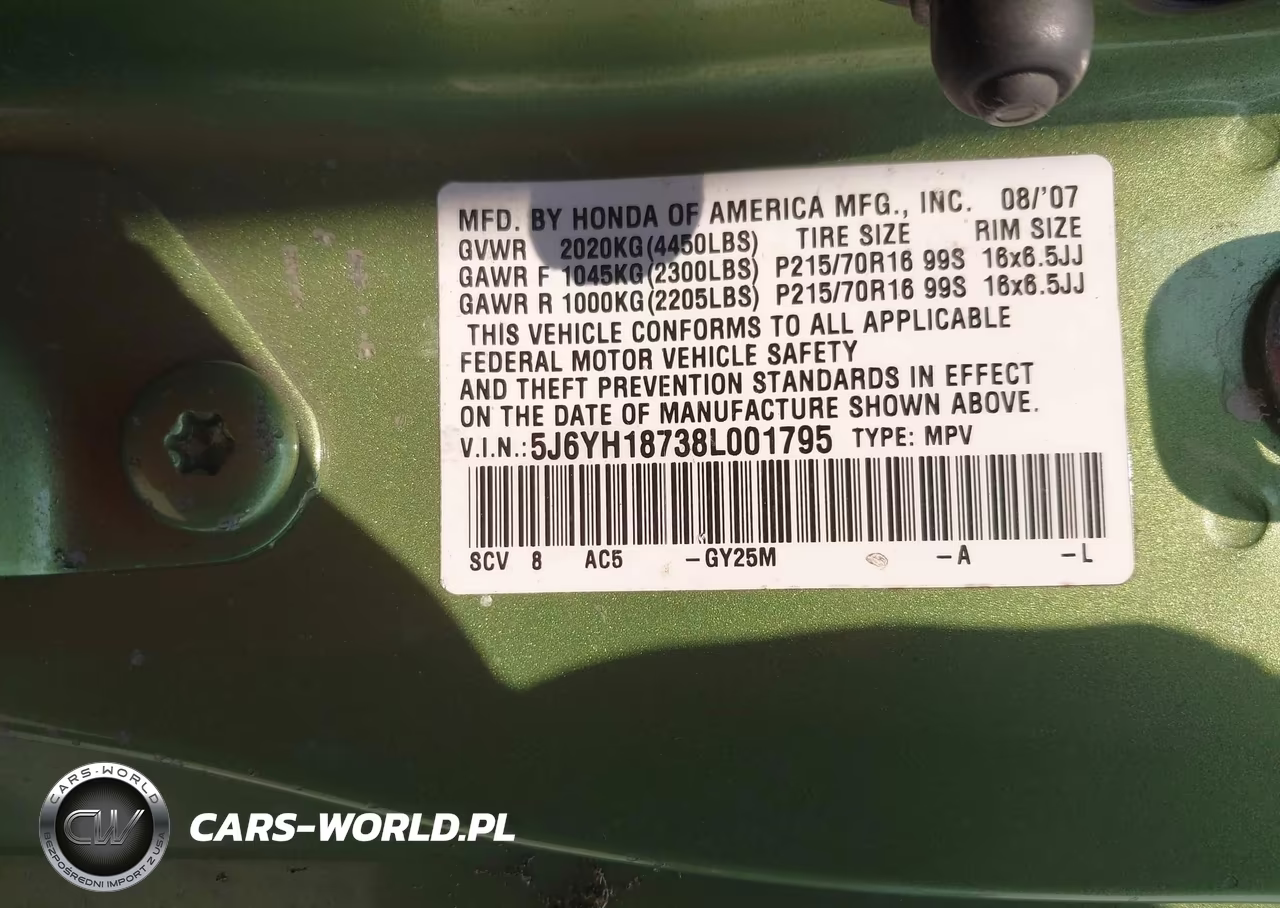 2008 Honda Element Ex VIN:5J6YH18738L001795 - 9