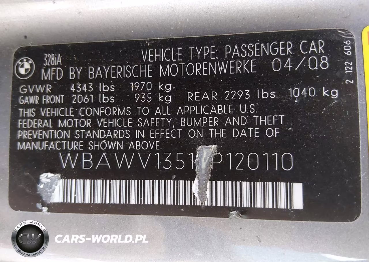 2008 BMW 328I VIN:WBAWV13518P120110 - 9