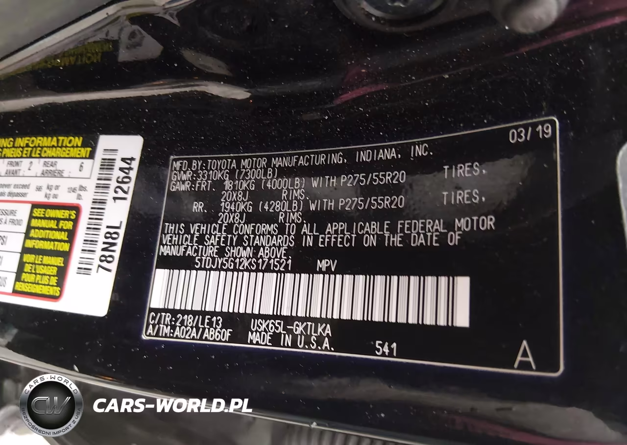 2019 Toyota Sequoia Limited VIN:5TDJY5G12KS171521 - 9